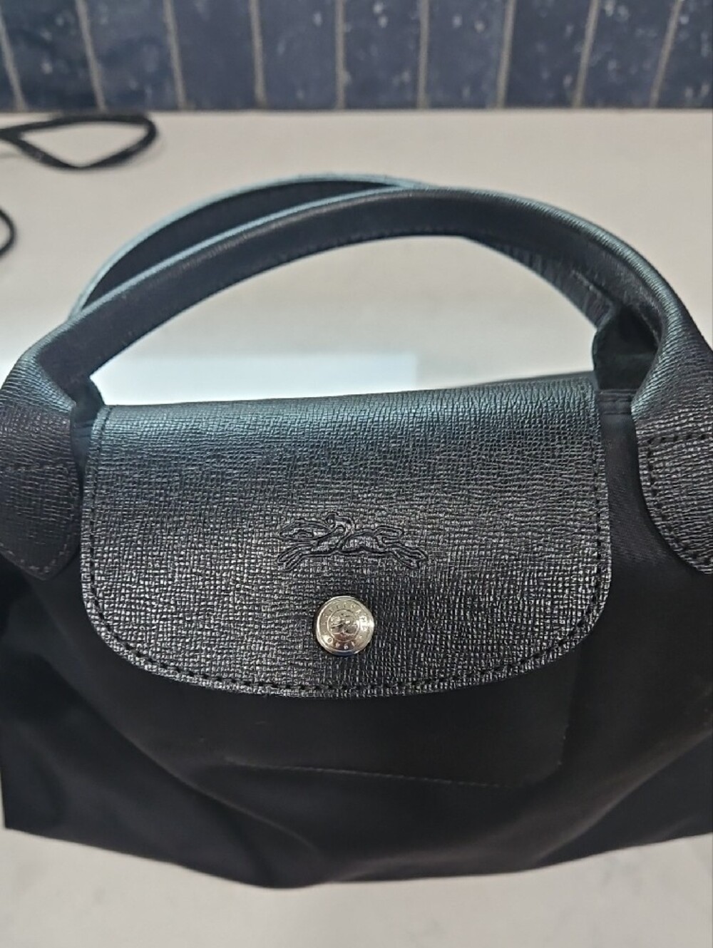 Longchamp L La Pliage Black Nylon Bag - Picture 2 of 4